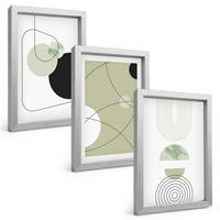 BILDER SET 3er Set - 20x30 cm Silberner Rahmen - Abstrakte Formen und Farben - Silberfarben, Kunststoff (20/30cm) - TULUP