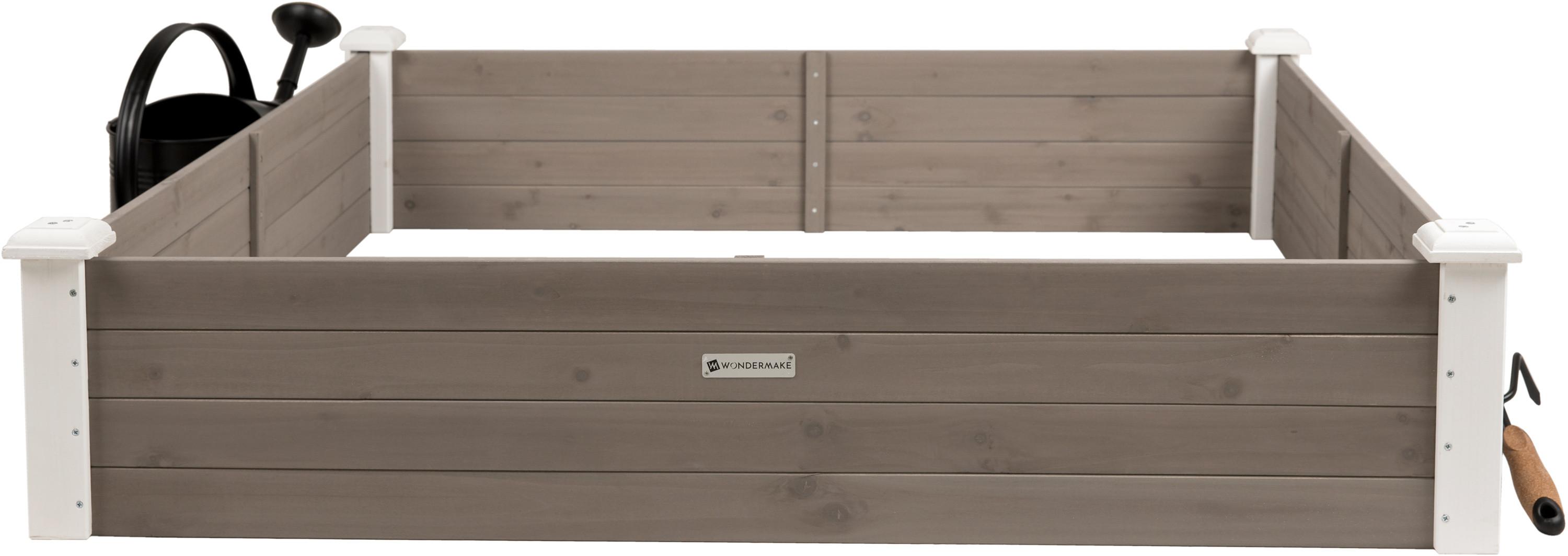 HOCHBEET-UMRANDUNG aus Holz für Garten, quadratisch - Weiß, Holz (120/26.5/120cm) - WONDERMAKE
