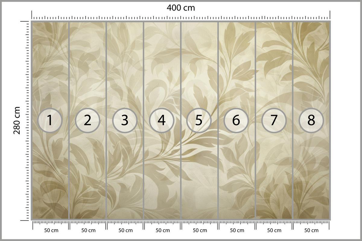 FOTOTAPETE für Schlafzimmer Blätter Pflanzen Natur 400x280 - Beige/Braun, Papier (400/280cm) - Muralo