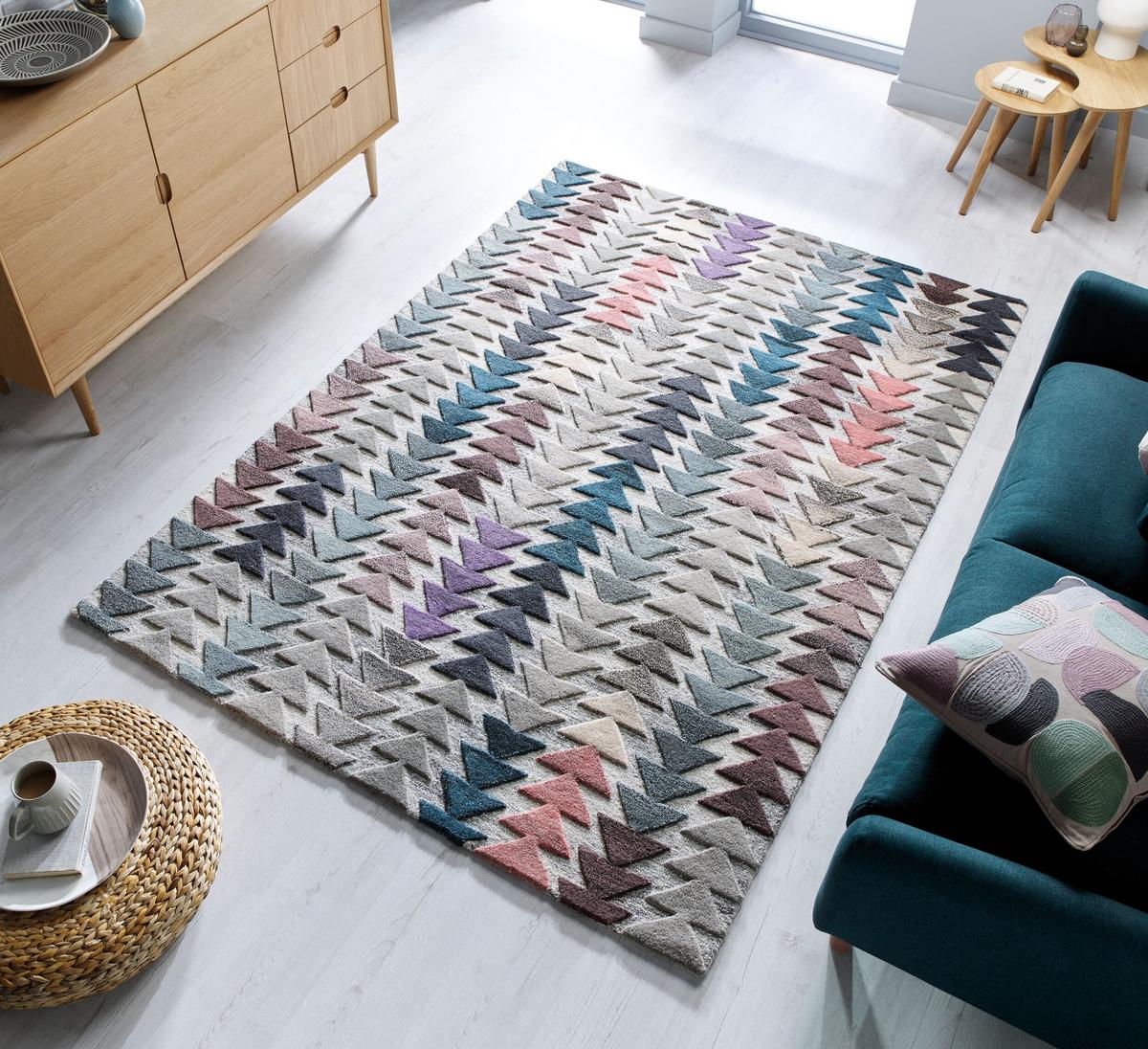 WOLLTEPPICH ESK, geometrisch, aus Wolle, Bunt, 120 x 170 cm - Multicolor, Textil (170/120cm) - KADIMA DESIGN
