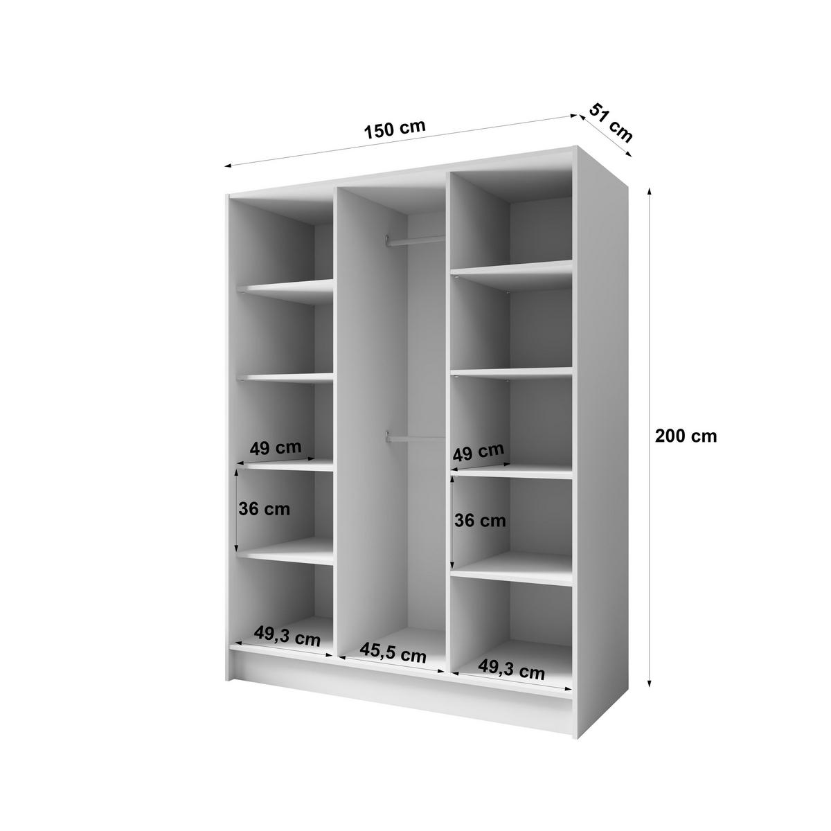 DREHTÜRENSCHRANK RENVO 150/200/51 cm Modern Kleiderschrank 3-türig mit Spiegel Kaschmir - Kaschmir, Holzwerkstoff (150/200/51cm) - MASSENO