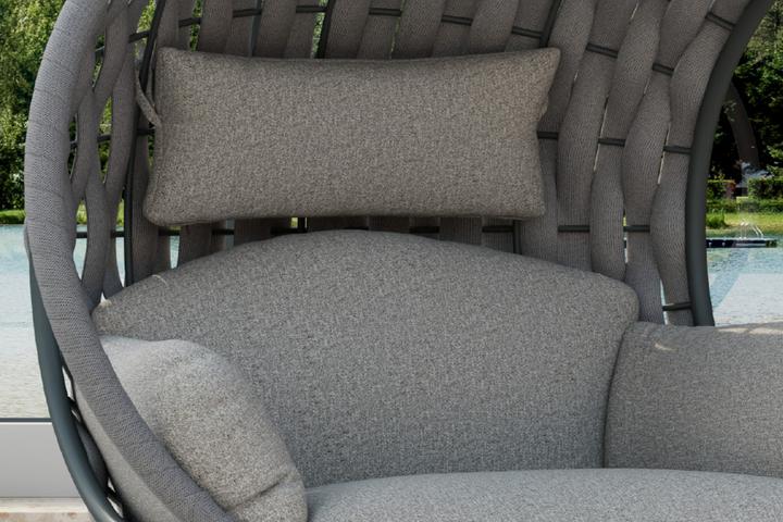 Hängesessel Hellgrau inkl. Sitz- und Zierkissen Bezüge abnehmbar und waschbar Outdoorstoff