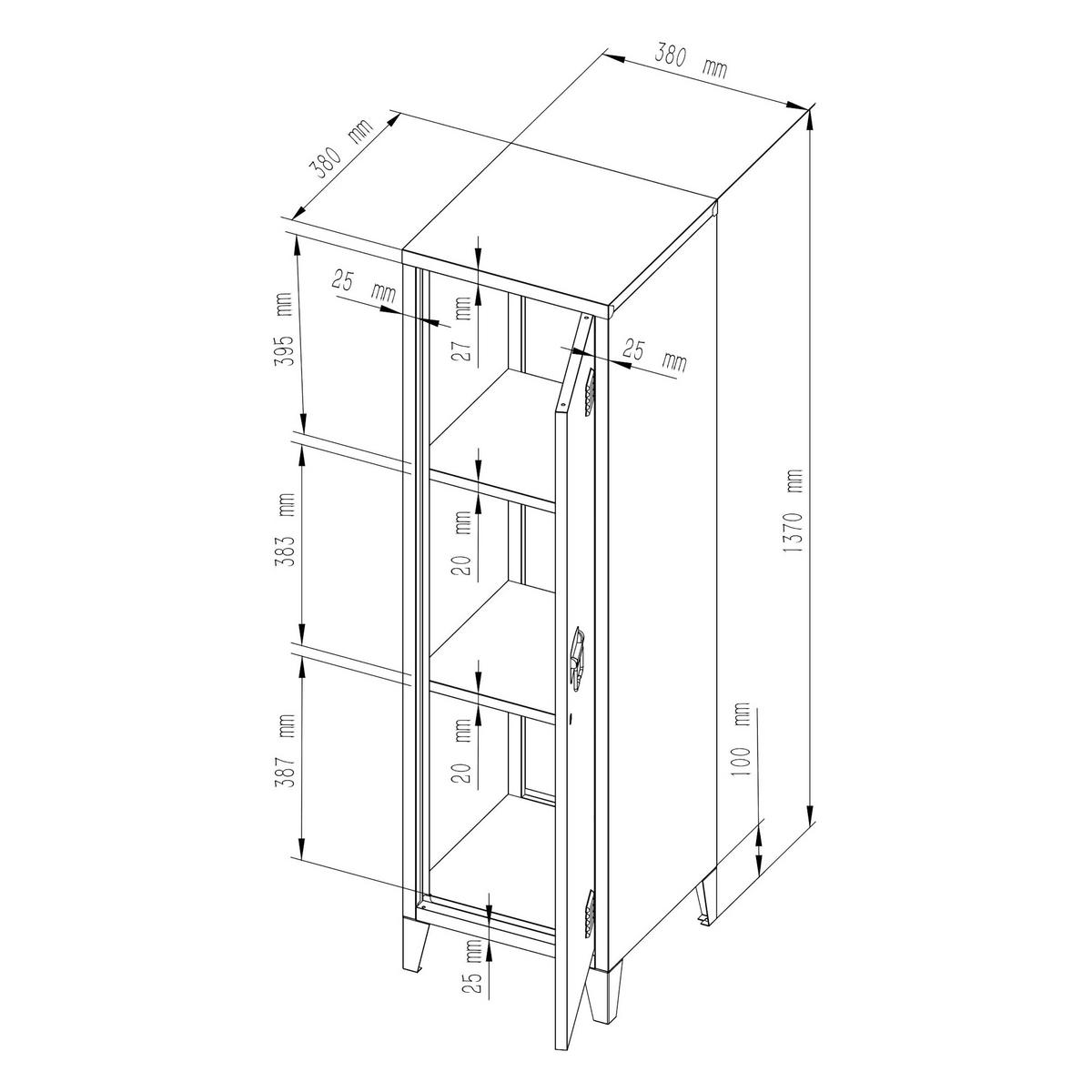 EINZELSPIND Kurikka - Dunkelgrau, Metall (38/137/38cm) - [en.casa]