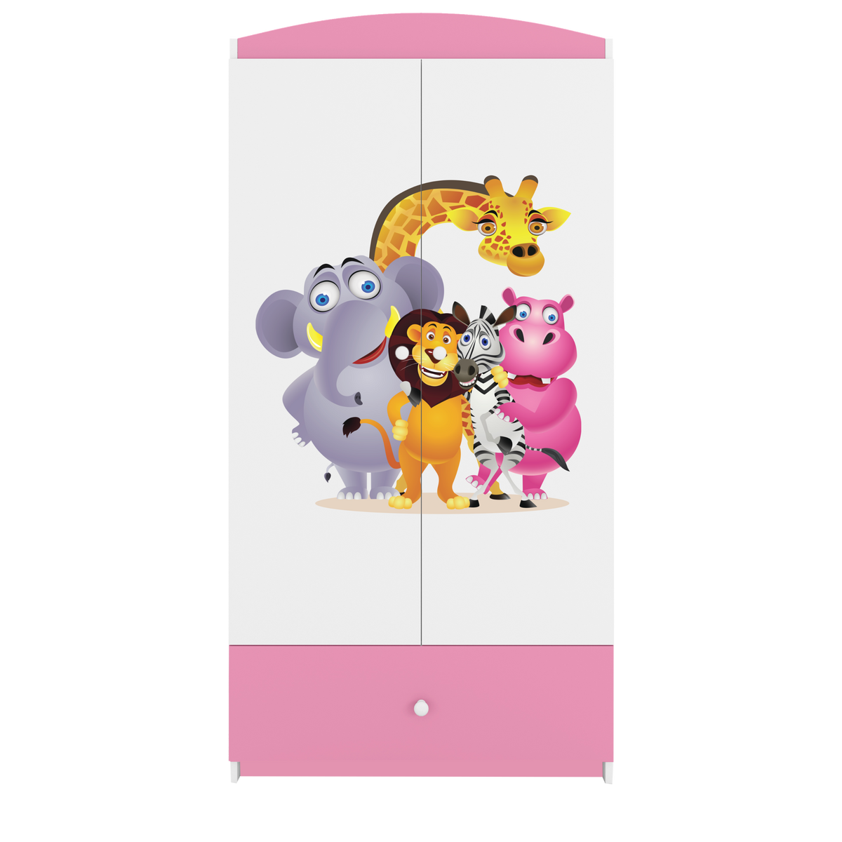 KINDERKLEIDERSCHRANK ZOO - Hellrosa, Holzwerkstoff (90/175/52cm) - RAUMHIRSCH FURNITURE