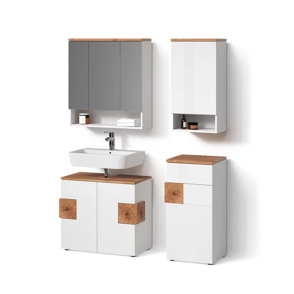 BADMÖBEL-SET Tanaro Weiß 4 Teile - Weiß, Holzwerkstoff (73/64/37cm) - Livinity®