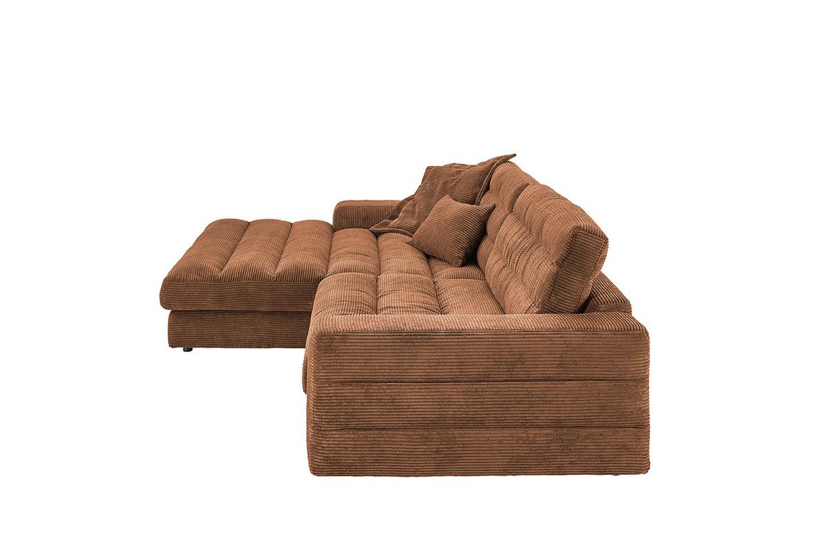 ECKSOFA LANA SOFA Braun Cord - Schwarz/Braun, Textil (296/205cm) - KAWOLA