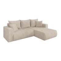 ECKSOFA mit Schlaffunktion Ottomane Rechts MILA-L 277x194x86 Beige Cord - Beige/Schwarz, Holzwerkstoff/Kunststoff (277/194cm) - ALTDECOR