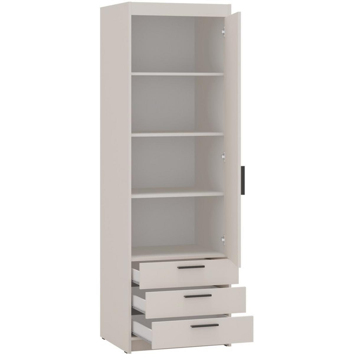 DREHTÜRENSCHRANK Elena mit 1 Tür und 3 Schubladen, Sandbeige - Sandfarben, Holzwerkstoff (60/190/53cm) - Beautysofa