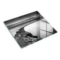 GLASPLATTE 60x52 cm Felsiger Strand - Schwarz, Glas (60/0.4/52cm) - TULUP