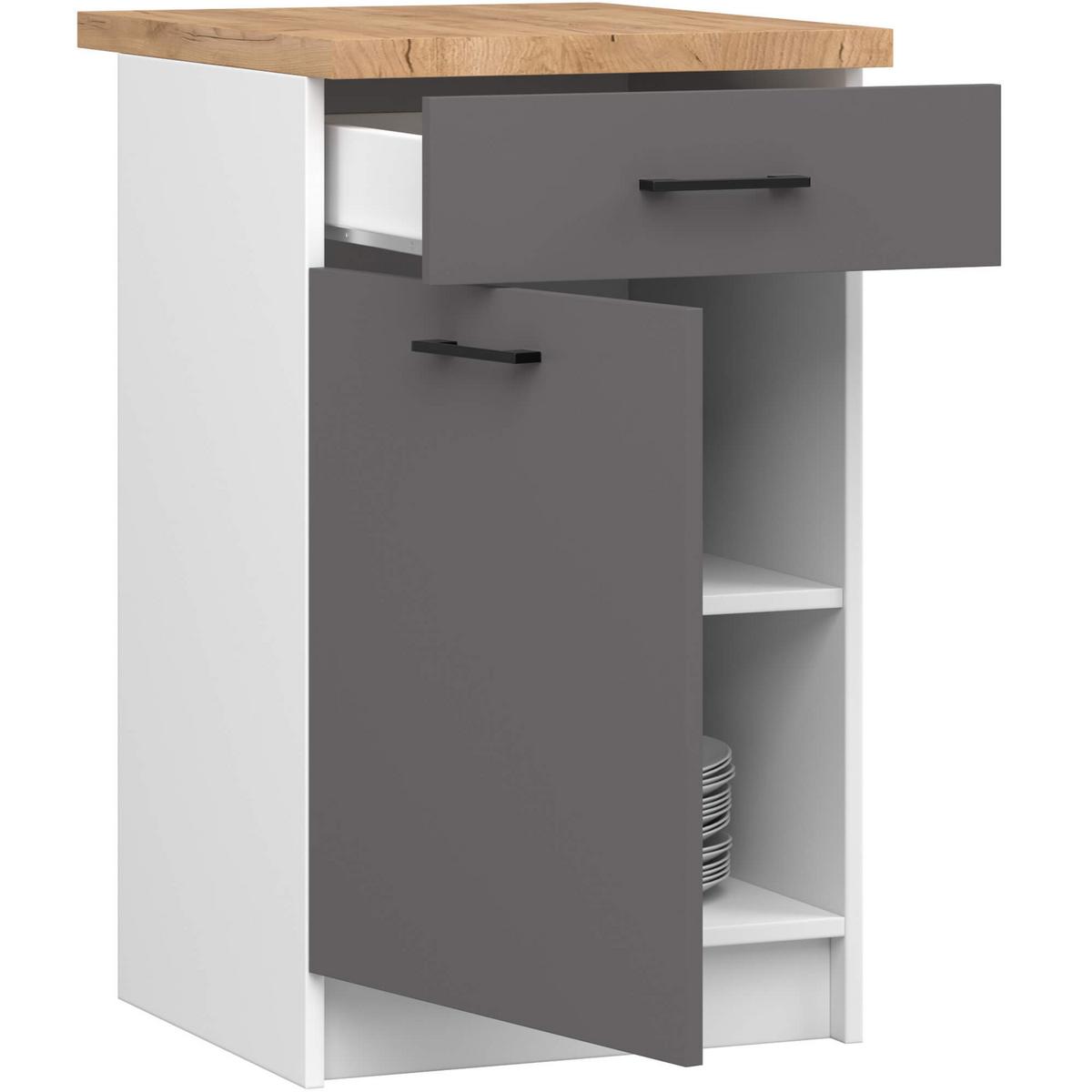 UNTERSCHRANK Weiß, Graphit Grau 85/50/46 - Weiß/Grau, Holzwerkstoff (50/85/46cm) - RAUMHIRSCH FURNITURE