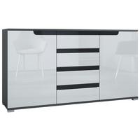 SIDEBOARD Sylt Weiß Hochglanz / Schwarz Hochglanz - Weiß Hochglanz/Schwarz, Holzwerkstoff (138.5/75.5/35cm) - Vladon