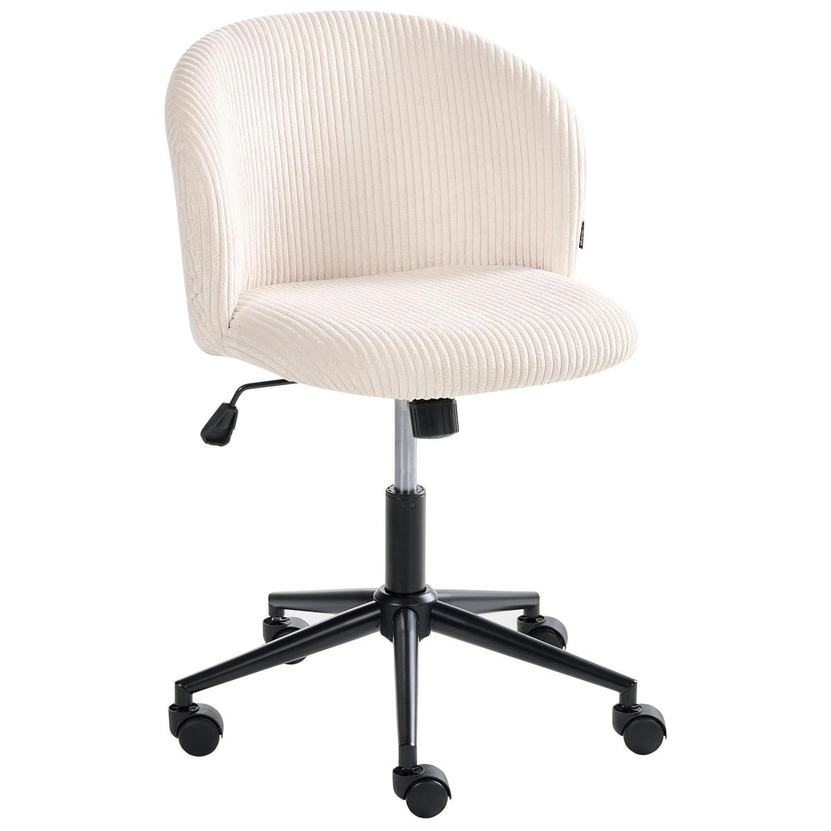 BÜROSTUHL Cord Cremeweiß Miles - Weiß, Textil (55/76/55cm) - Beliani
