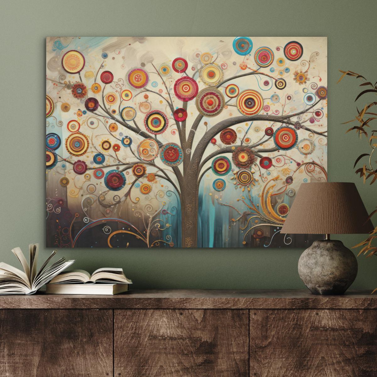 AKUSTIKBILD Baum - Baum des Lebens - Farbe Gemälde 80x60 cm - Braun, Kunststoff (80/60/0.9cm) - MuchoWow