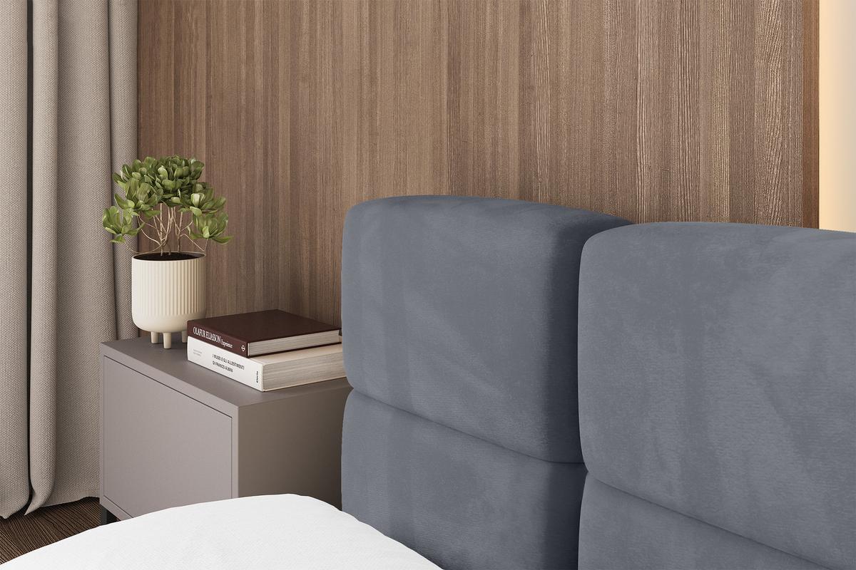 POLSTERBETT mit Bettkasten und Lattenrost, Bett mit Kopfteil, Boxbett ohne Matratze, Doppelbett mit Stauraum - NATA-v1 200x200 Grau - Grau, Holzwerkstoff/Textil (200/200cm) - ALTDECOR