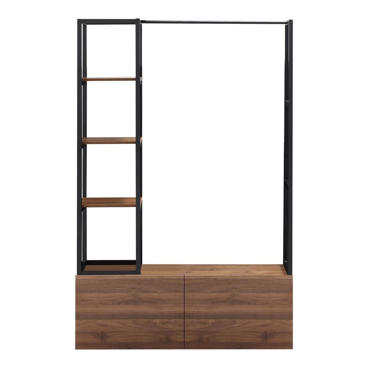 GARDEROBENSTÄNDER Egmating - Walnussfarben/Schwarz, Holzwerkstoff/Metall (120/180/40cm) - [en.casa]