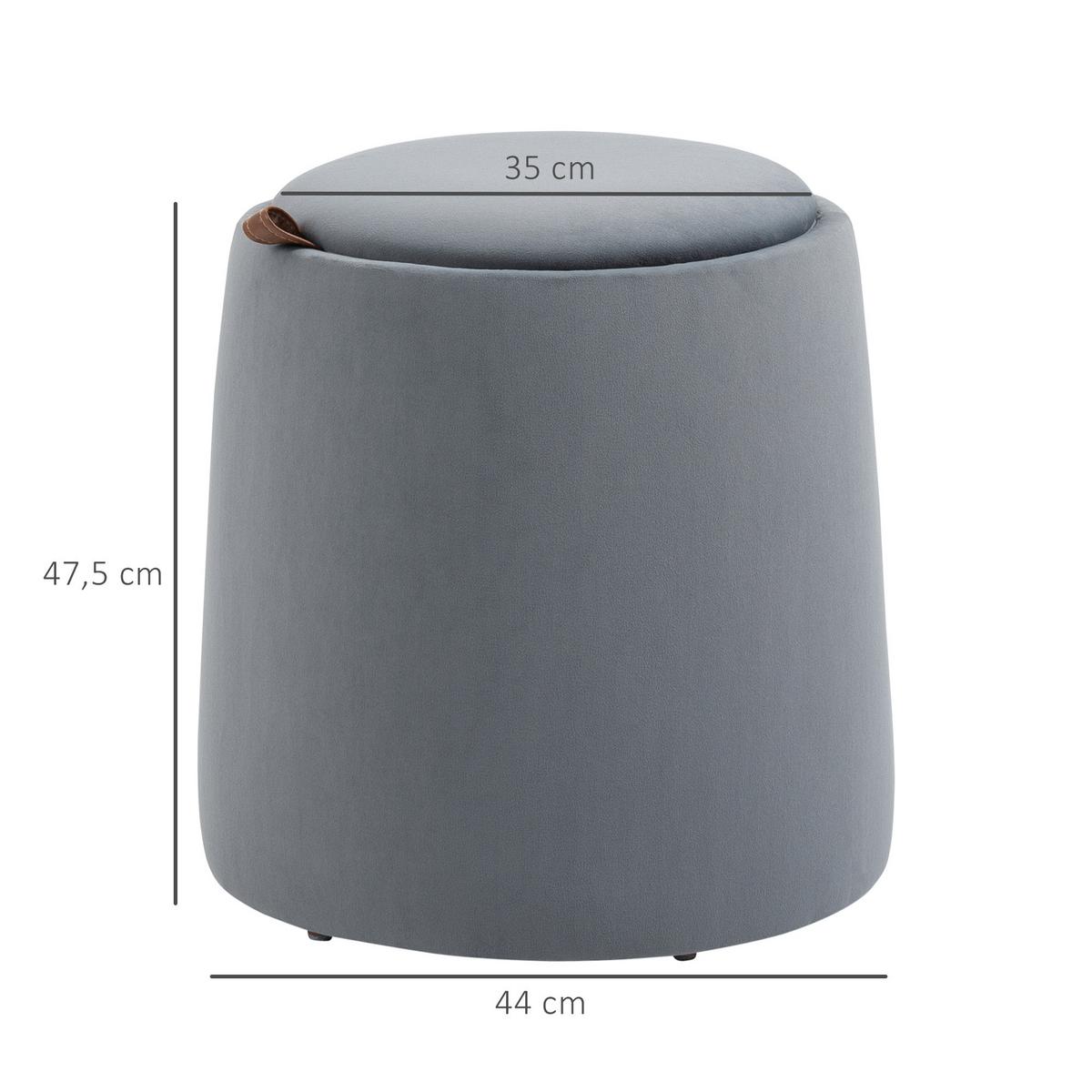 2-IN-1 Ottomane Sitzhocker inklusive Stauraum, abnehmbaren Deckel in Samtoptik - Braun/Naturfarben, Holz/Kunststoff (44/47.5/44cm) - HOMCOM
