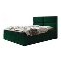 BOXBETT LIZBONA mit 2 Bettkästen, 160x200, Farbe: Dunkelgrün, Velourstoff, Doppelbett mit Bonell-Matratze - Dunkelgrün, Holz/Kunststoff (160/200cm) - Alpi-Möbel