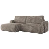 ECKSCHLAFSOFA TONO L Hellbraun Cord - links - Hellbraun/Schwarz, Kunststoff/Textil (260/150cm) - MKS