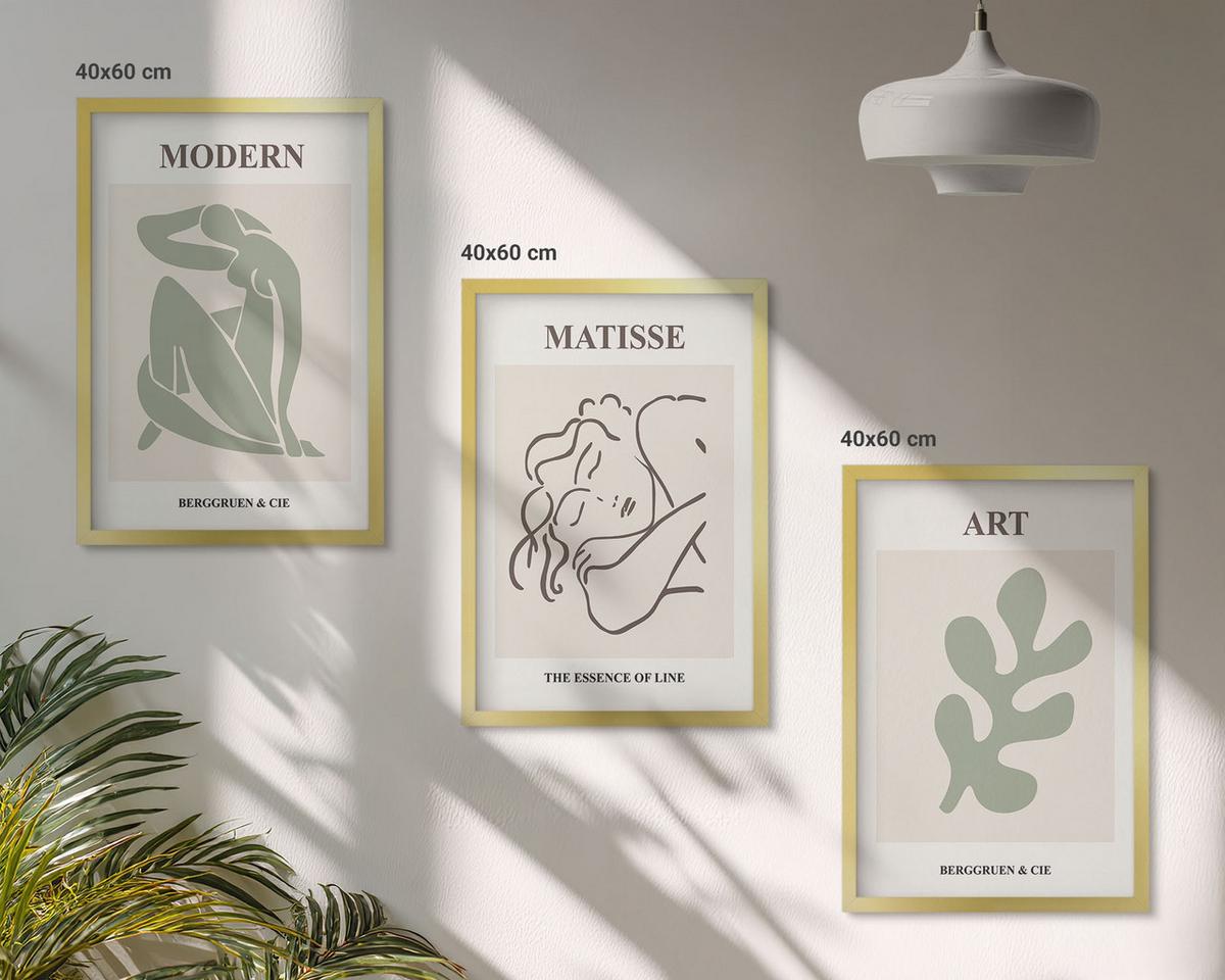 BILDER SET 3er Set - 40x60 cm Goldrahmen - Stilvolles Design mit Pflanzenmotiven - Goldfarben, Kunststoff (40/60cm) - TULUP