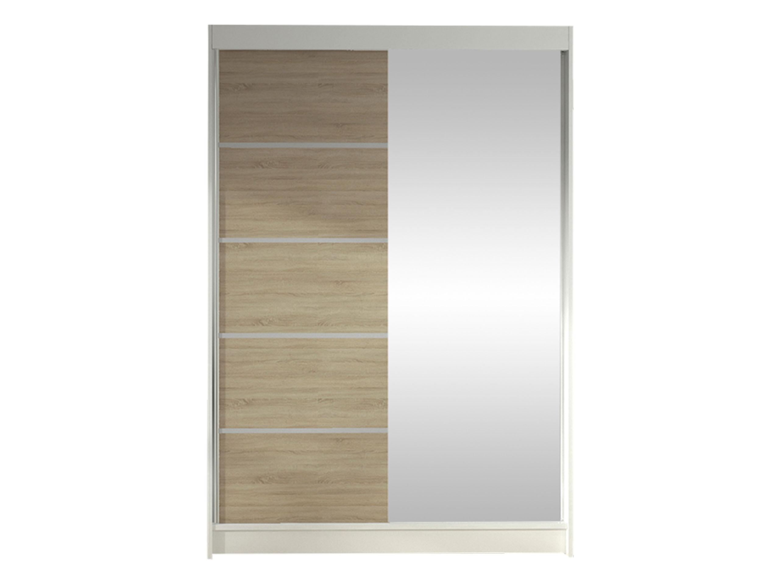 SCHWEBETÜRENSCHRANK Lino III - Weiß/Sonoma Eiche, Holzwerkstoff/Metall (120/200/58cm) - MIRJAN24
