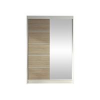 SCHWEBETÜRENSCHRANK Lino III - Weiß/Sonoma Eiche, Holzwerkstoff/Metall (120/200/58cm) - MIRJAN24