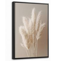 LEINWAND Bilder mit Rahmen - Pampasgras - Federn - Pastell - Weiß - 40x60 - Naturfarben, Textil (40/60cm) - MuchoWow