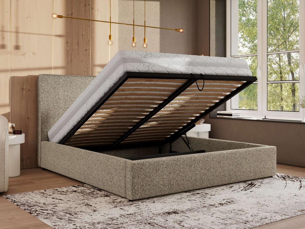 POLSTERBETT CORIVO CLASSIC 200/200 - Dunkelbeige Strukture - Multipocket-Matratze - Bronzefarben, Textil (200/200cm) - MKS