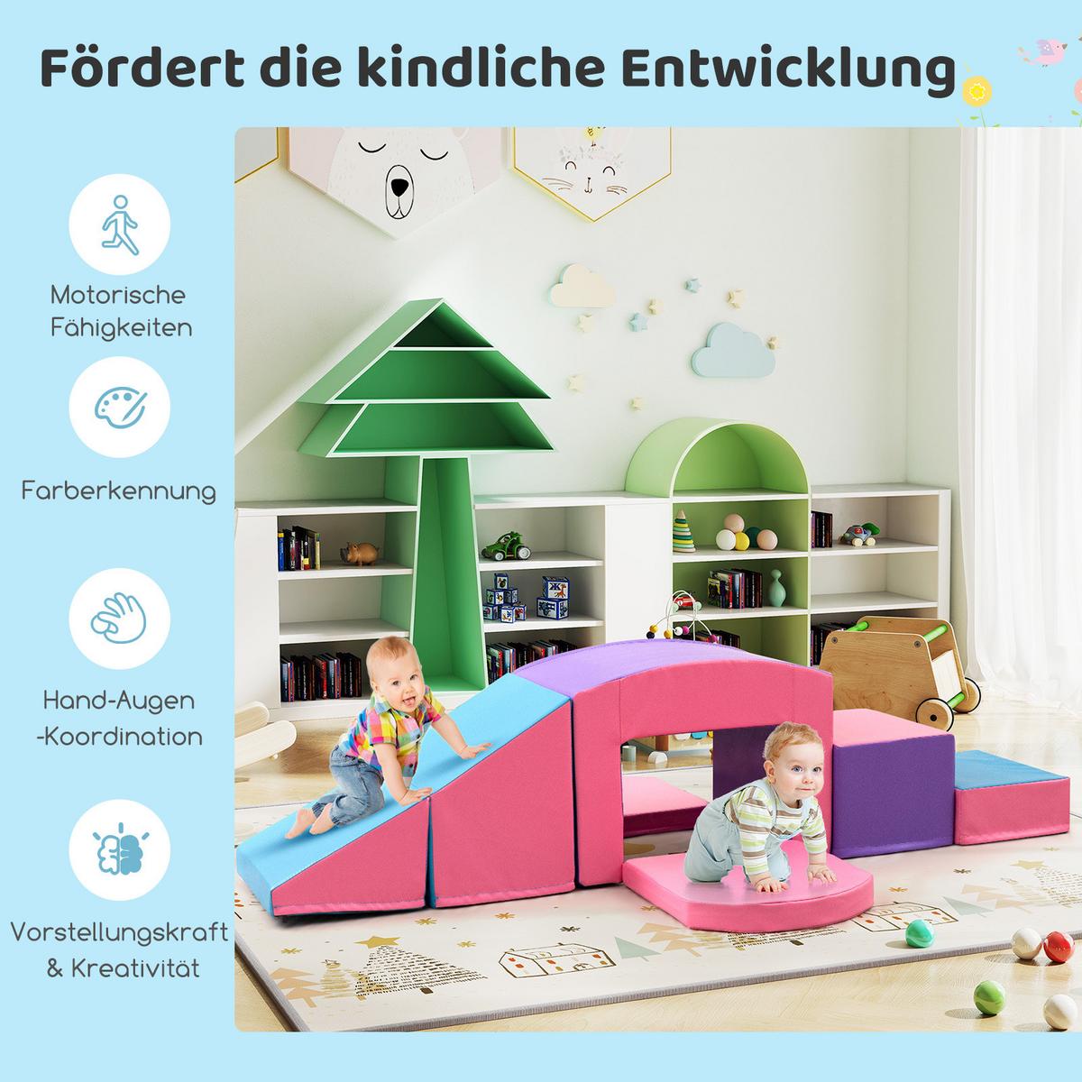SCHAUMSTOFFBLOCK Lila (7-teilig) - Lila, Leder (40/25/30cm) - COSTWAY