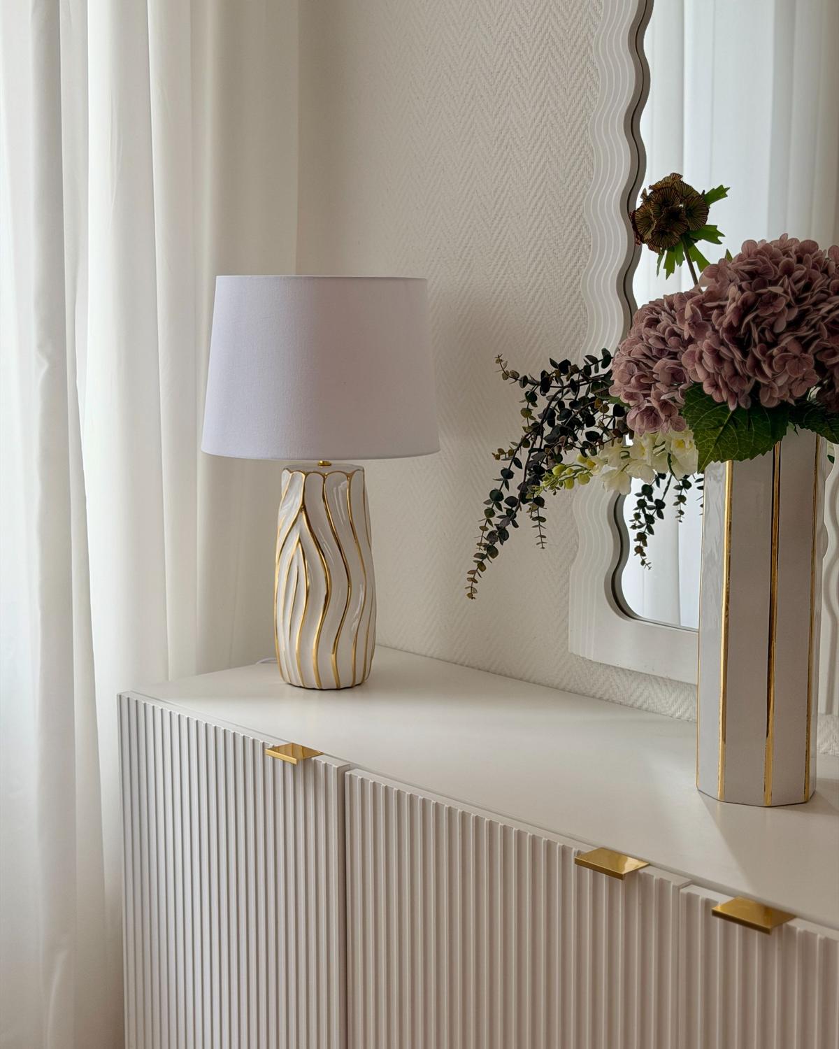 TISCHLAMPE Keramik Weiß Patuca - Goldfarben/Weiß, Keramik (32/32/54cm) - Beliani