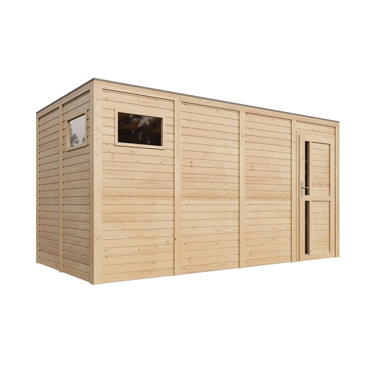 GARTENHAUS Holz 8,16 m² M327F1 - Naturfarben, Holz (404/210/202cm) - Timbela
