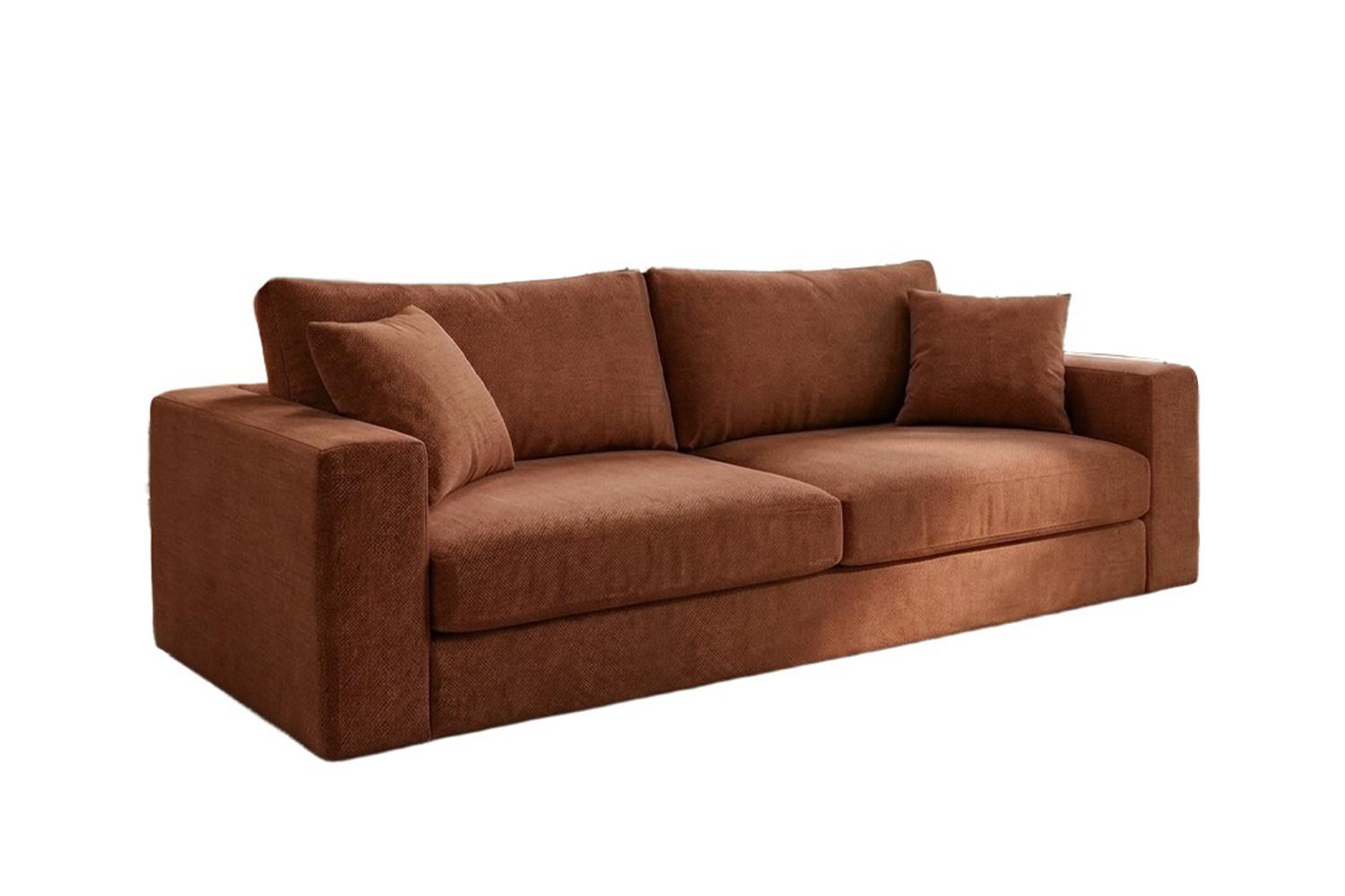 SOFA AMINA Braun Flachgewebe - Schwarz/Braun, Buchenholz/Textil (228/82/101cm) - KAWOLA