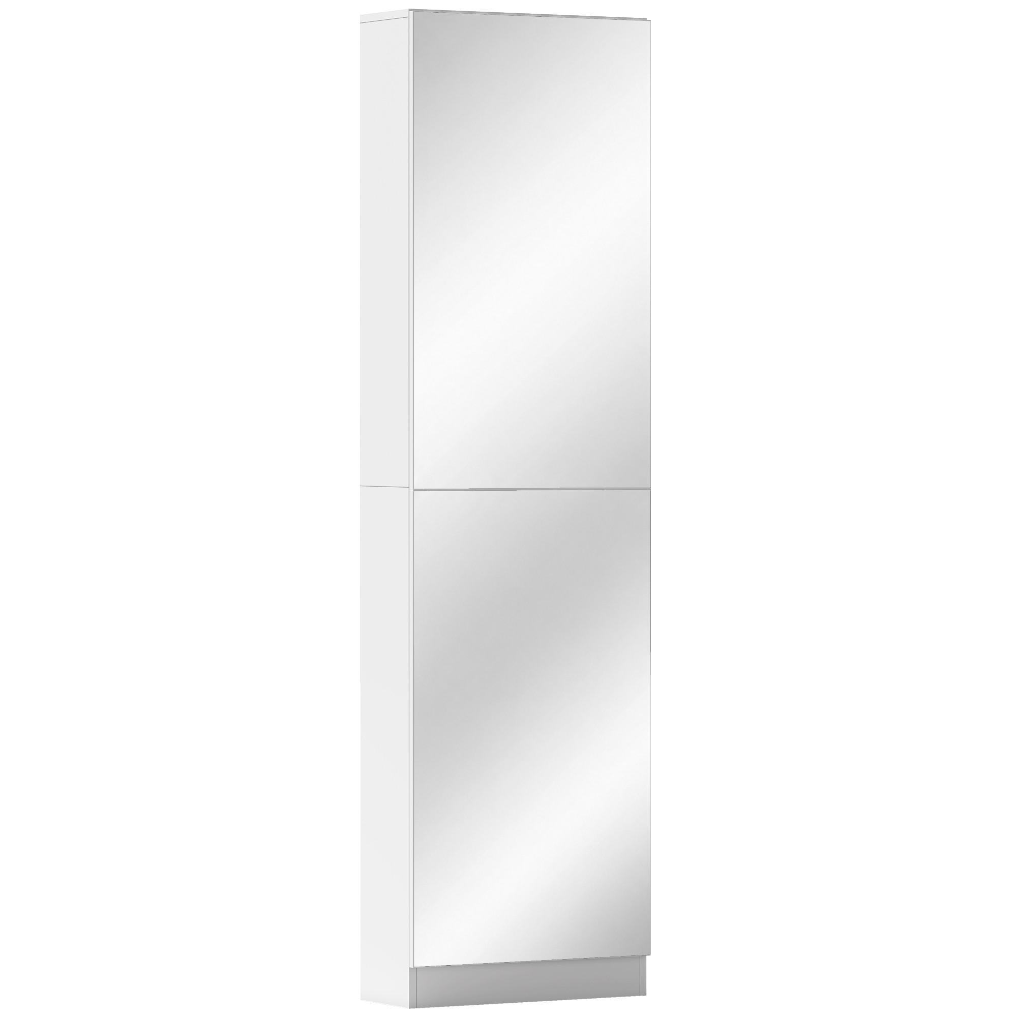 SCHUHSCHRANK Spanplatte Hartglas Weiß - Silberfarben/Weiß, Holzwerkstoff/Textil (20/180/50cm) - HOMCOM