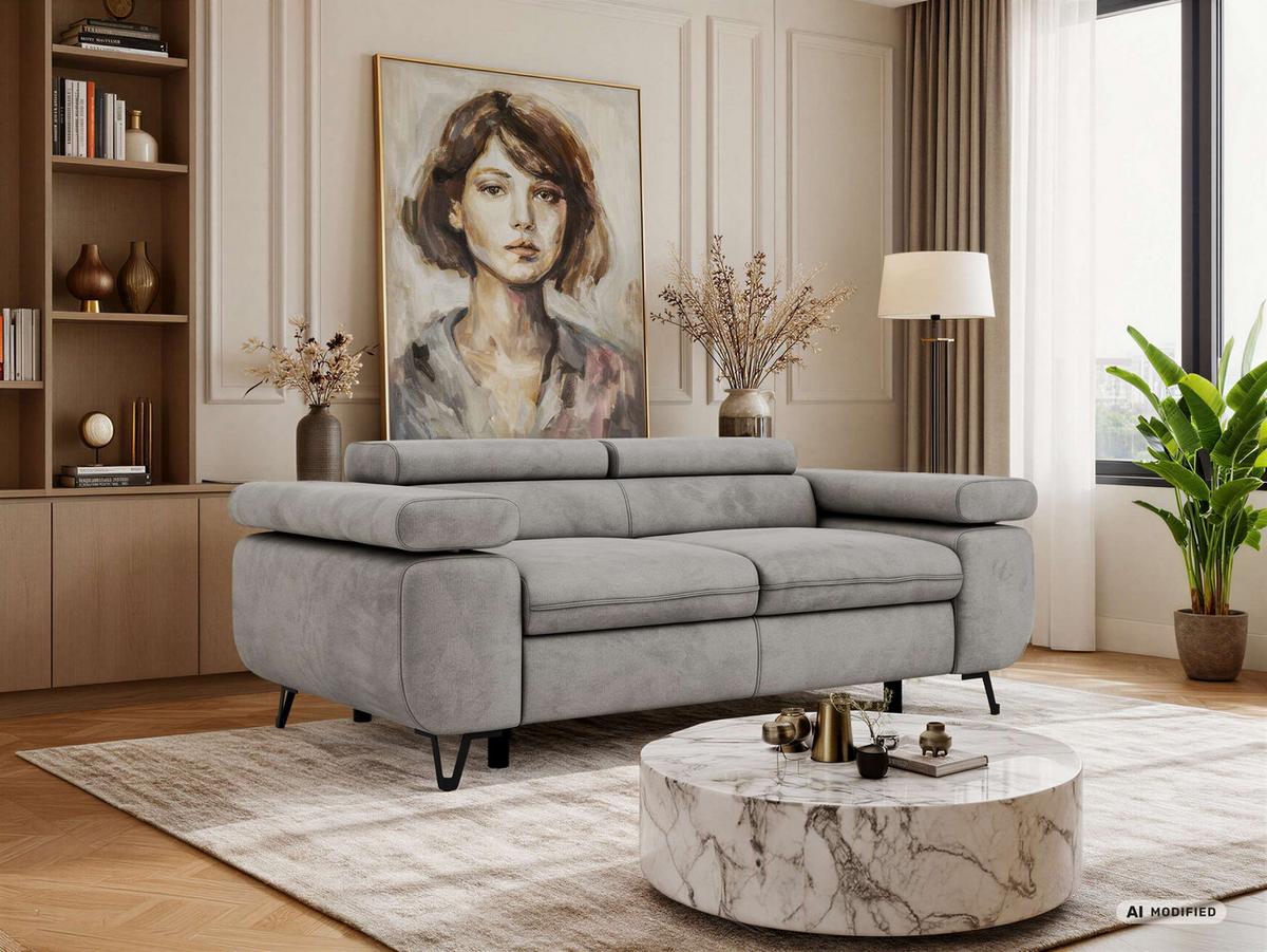 2-SITZER SOFA PETER - Hellgrau Velvet - Silberfarben/Hellgrau, Textil/Metall (200/76/99cm) - MKS