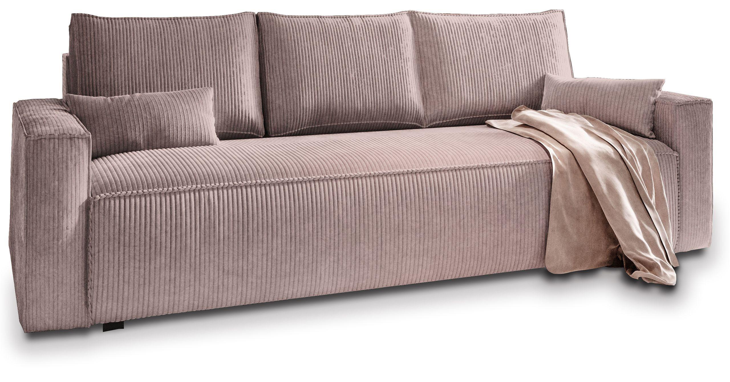 BETTSOFA MENI Lila Kordstoff mit Schlaffunktion - Lila, Textil (232/83/87cm) - MASSENO