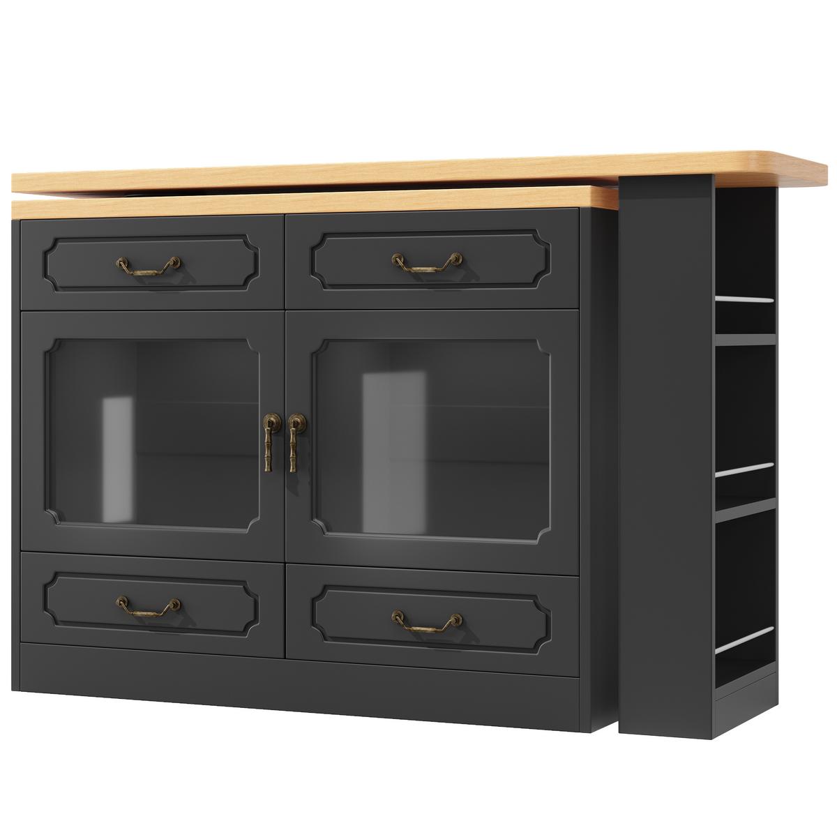 BARTISCH schwarz & eiche-optik ausziehbar mit 360° drehfunktion & led - Schwarz, Holzwerkstoff (39/203/92.8cm) - Urban Meuble