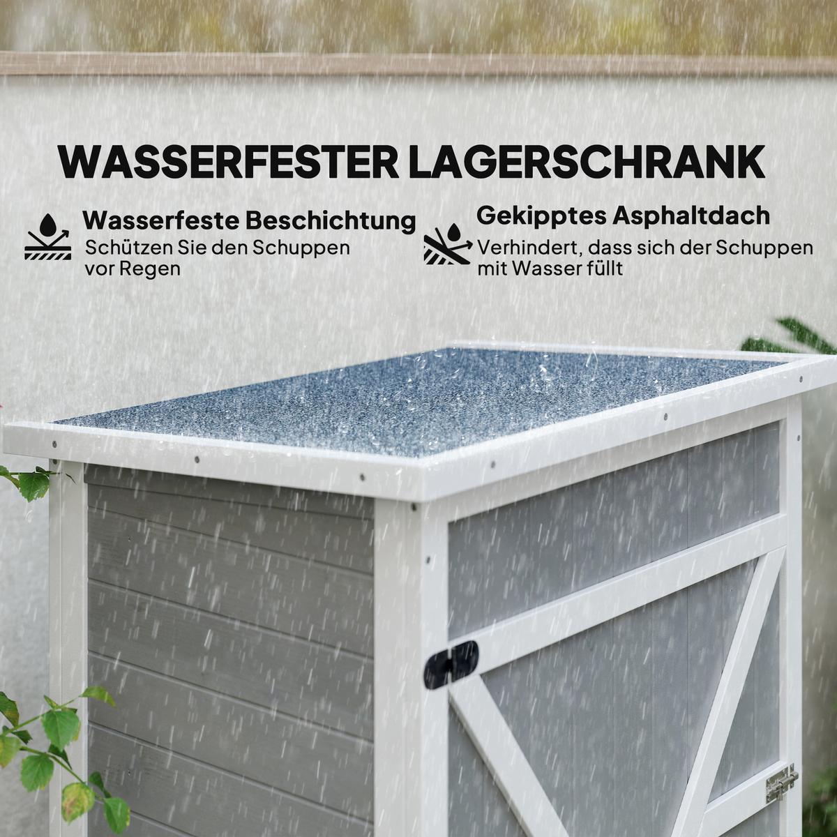 GARTENHAUS Geräteschuppen, mit Regalböden, für Garten, Tanne, Schwarz+Grau+Weiß - Grau, Holz (56/115/75cm) - Outsunny