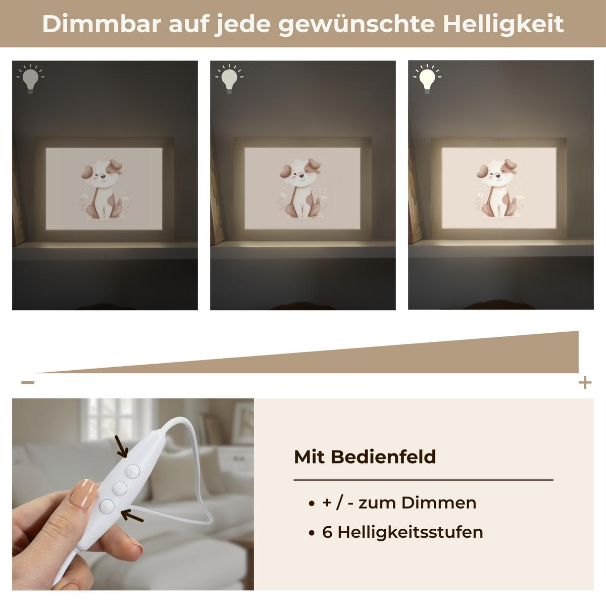 WANDLEUCHTE Hund - Gefleckt - Braun 20x15 cm - Beige, Holzwerkstoff (20/15/8cm) - OnlyWow