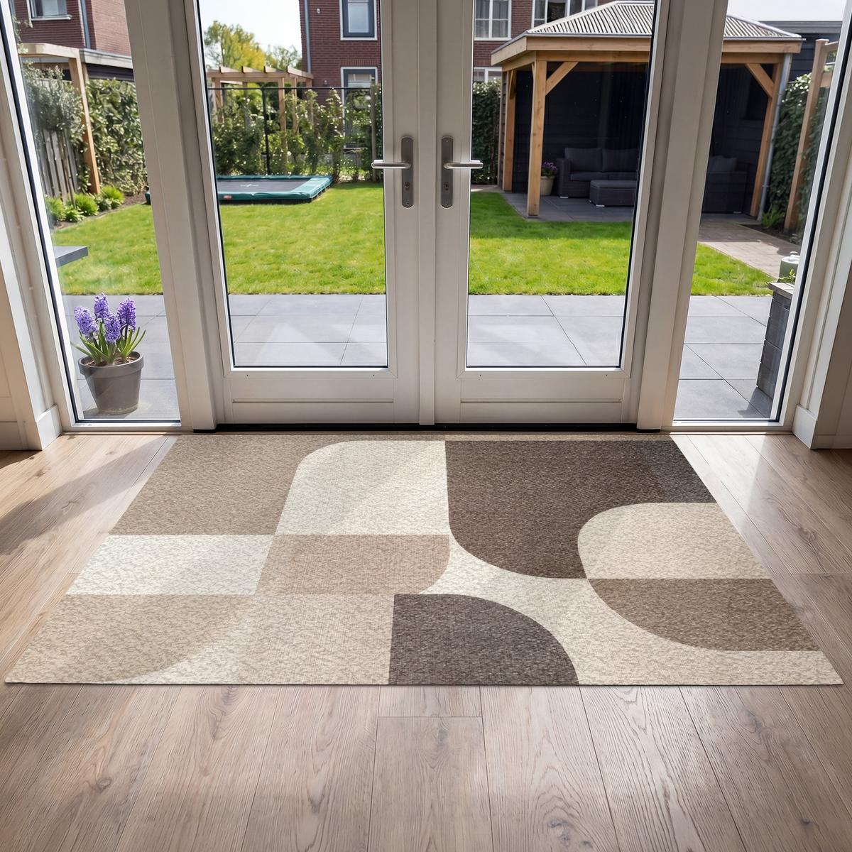 FUSSMATTE Geometrisch - Gewebte Struktur - Modern Fußabtreter 180x120 cm - Beige, Kunststoff (180/0.4cm) - MuchoWow