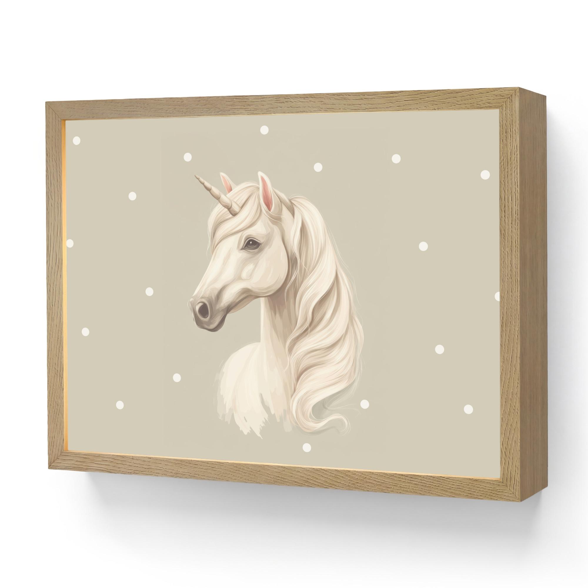 NACHTTISCHLAMPE MIT AKKU Einhorn - Weiß - Punkte 40x30 cm - Taupe, Holzwerkstoff (8/40/30cm) - OnlyWow
