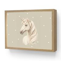 NACHTTISCHLAMPE MIT AKKU Einhorn - Weiß - Punkte 40x30 cm - Taupe, Holzwerkstoff (8/40/30cm) - OnlyWow