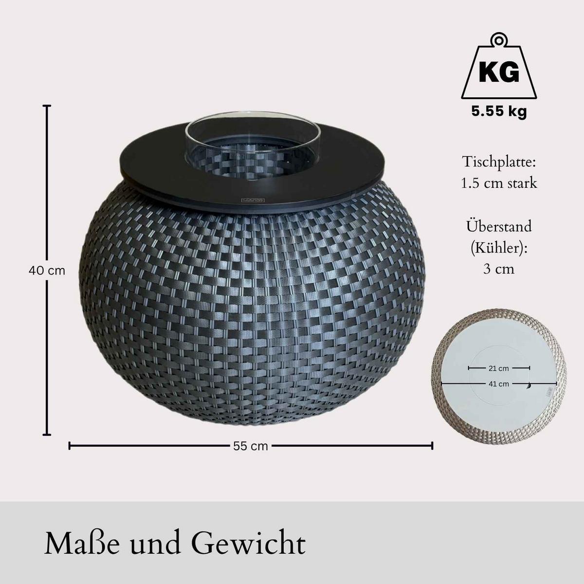 3-IN-1 LOUNGETISCH MIT ACRYL-KÜHLER Milano Anthrazit/Schwarz 40 cm - Anthrazit/Schwarz, Kunststoff (55/55/40cm) - COOTAB Cooler Table