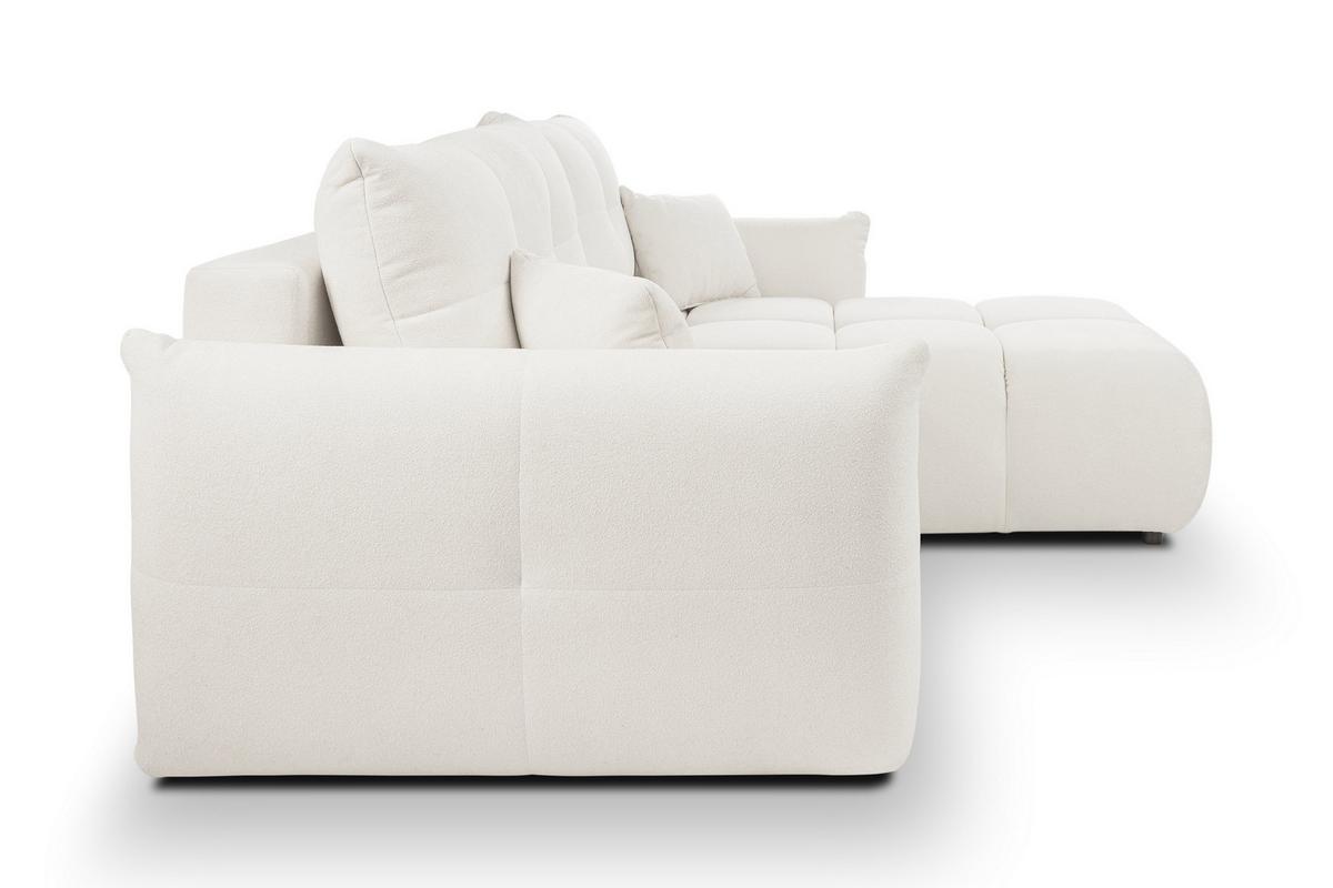 ECKSOFA MODA S Creme Geflochtener Stoff mit Schlaffunktion - Creme, Holz (257/177cm) - MASSENO