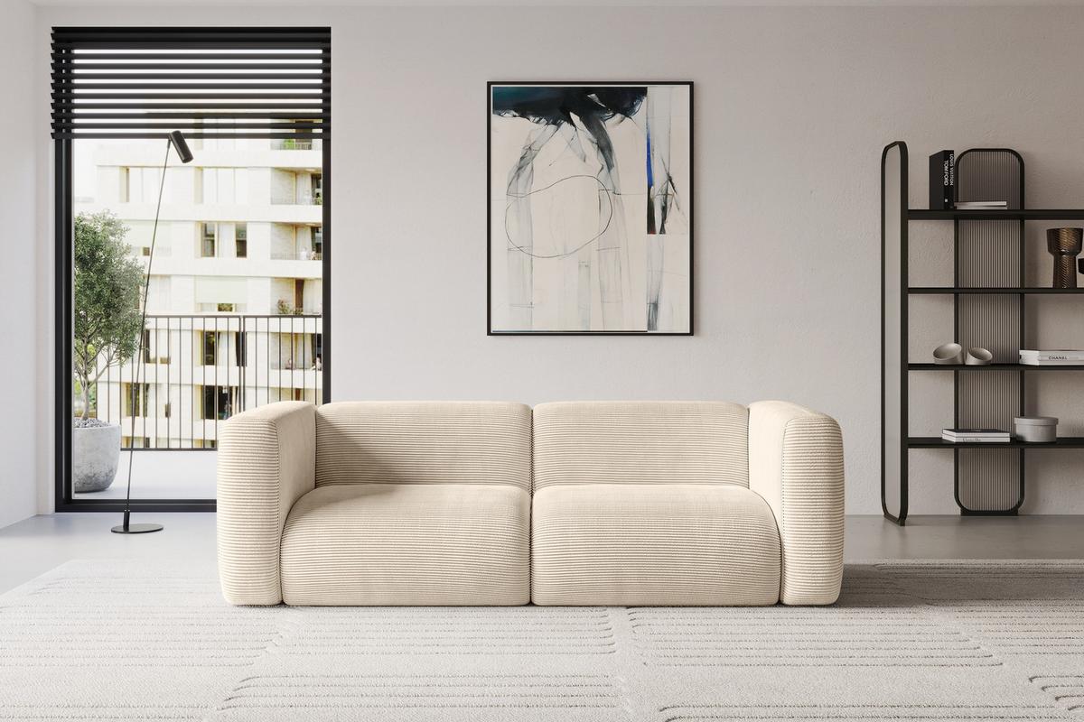 MODULARES Sofa 2-SITZER MIRA-S1 228x89x70 Beige cm Cord - Sandfarben/Beige, Holzwerkstoff/Kunststoff (228/70/89cm) - ALTDECOR