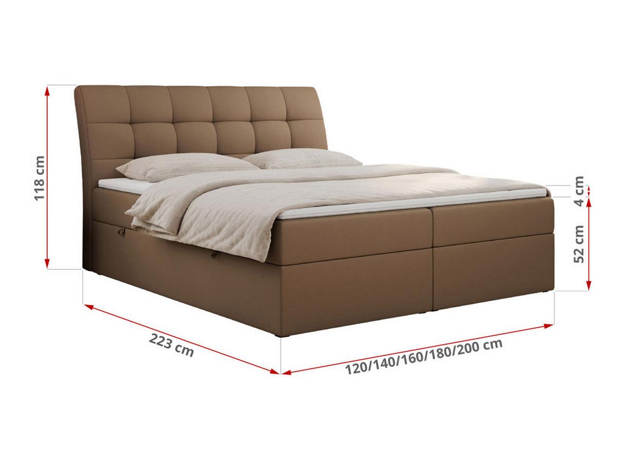 BOXBETT DIEGOS 200/200 Braun Kunstleder - H4 - Braun, Holz/Textil (200/200cm) - MKS