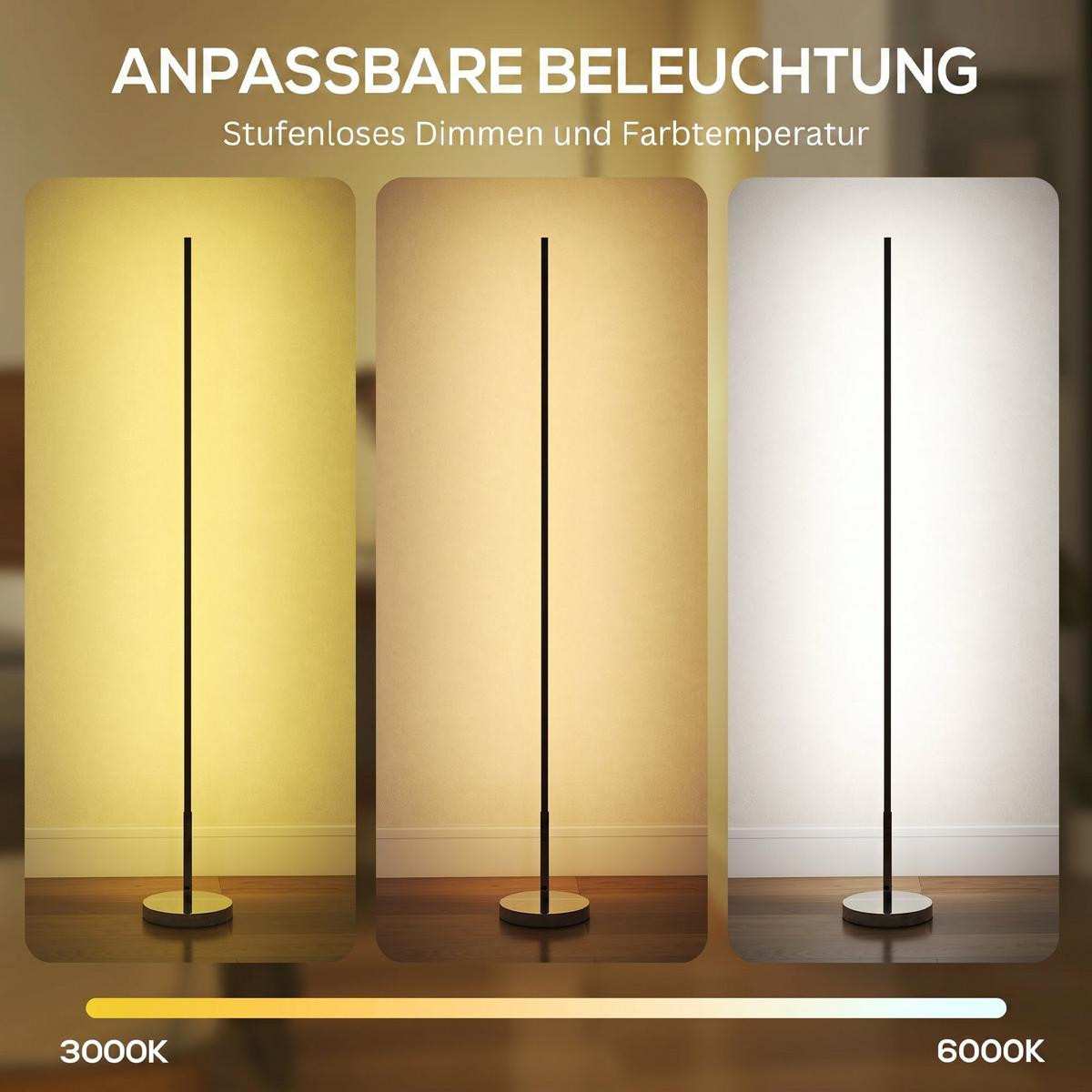 STEH-LAMPE Stahl Aluminium Silber - Silberfarben, Metall (20/20/150cm) - HOMCOM