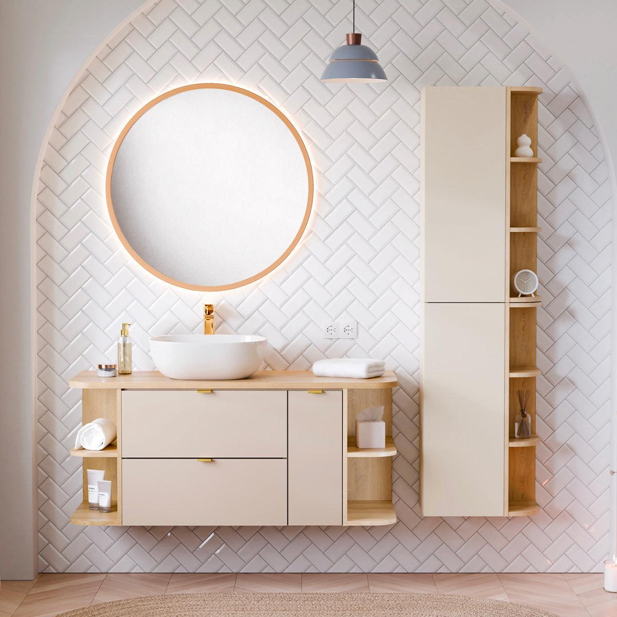 BADMÖBEL 120.4cm Azel 2er-Set Kaschmir - Beige, Holzwerkstoff (120.4/52/46cm) - Petits-meubles