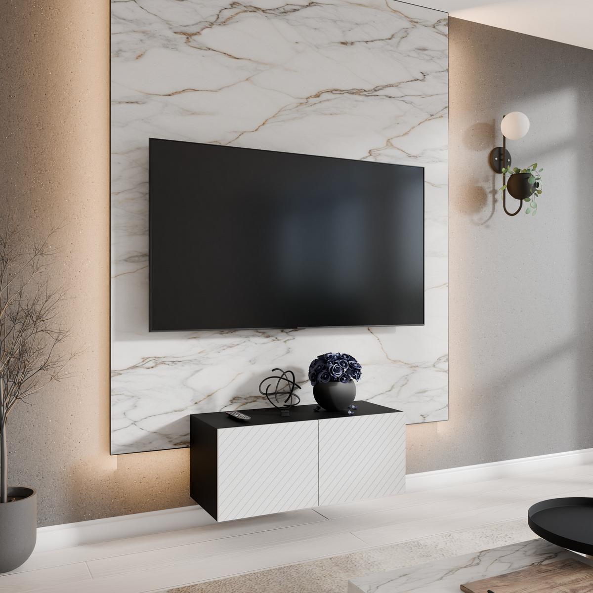 LOWBOARD CAVA 100/41/40 cm, Hängender TV-Schrank Anthrazit / Weiß - Anthrazit/Weiß, Holzwerkstoff (100/41/40cm) - MASSENO