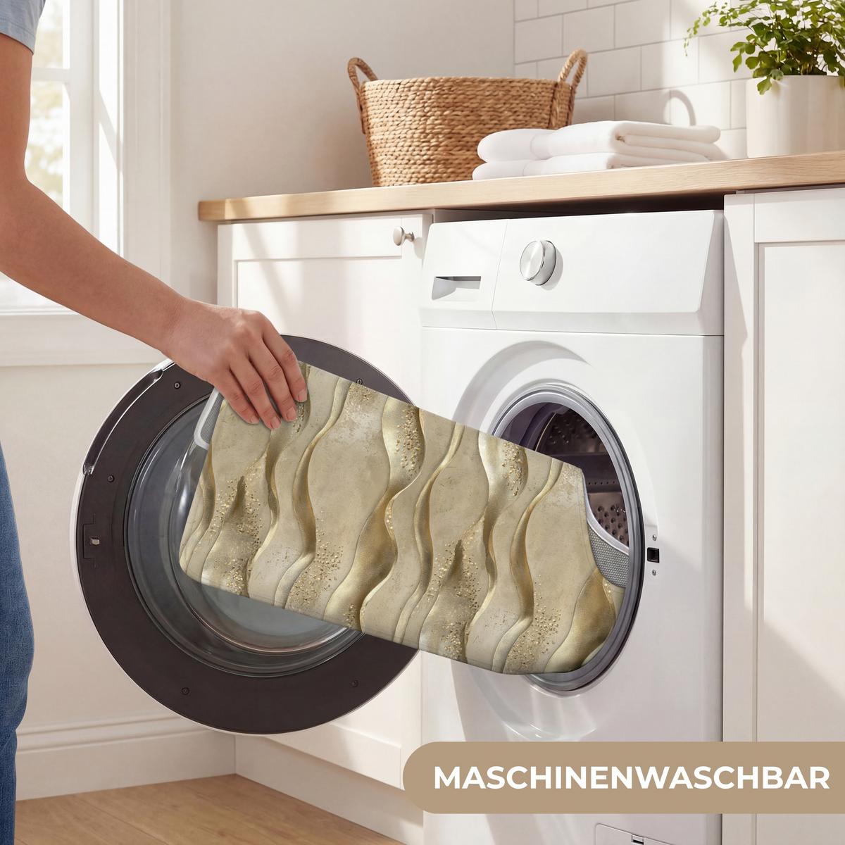 WC-VORLEGER Wellen - Muster - Gold Toilettenvorleger 55x60 cm - Messingfarben, Textil (55/1cm) - OnlyWow