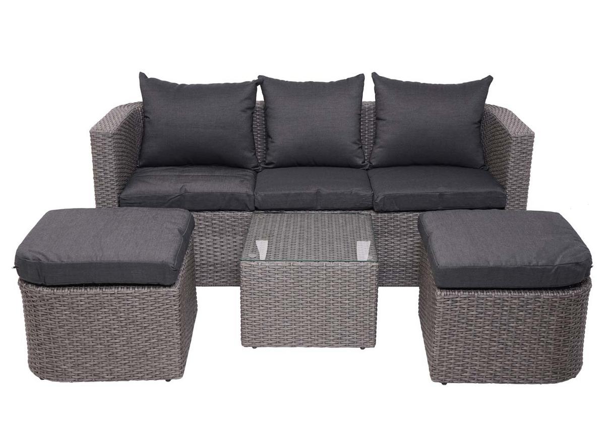 LOUNGE-SET Grau, Anthrazit - Anthrazit/Grau, Holz - MCW