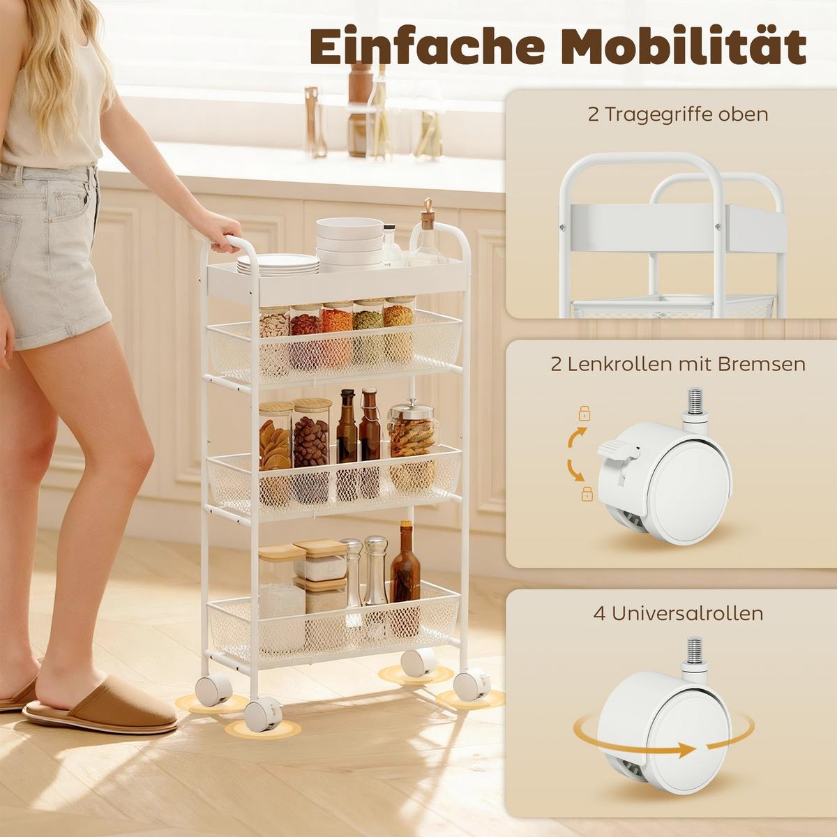 KÜCHENWAGEN Metall Weiß - Weiß, Metall (19/80/43.2cm) - HOMCOM